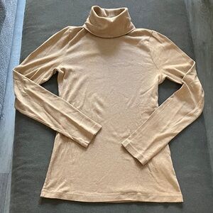 Women's J Crew 100% Cotton Nude/Tan Turtleneck Sweater